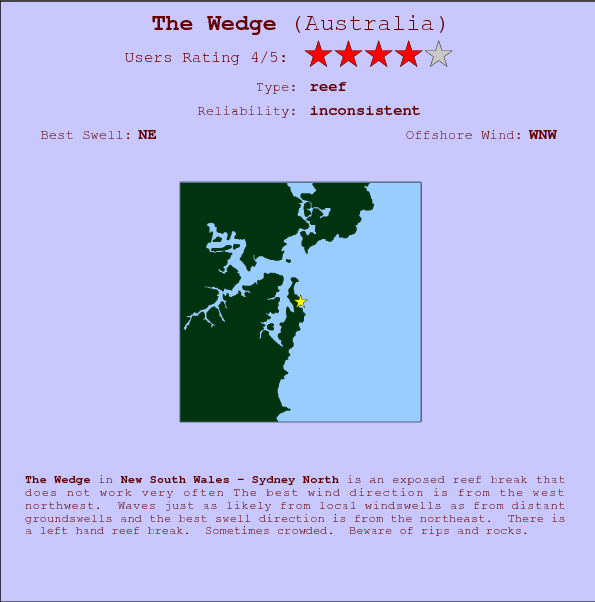 The Wedge break location map and break info