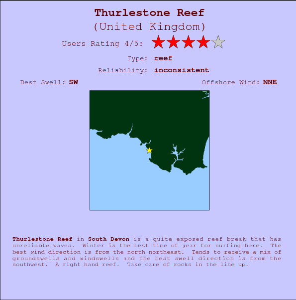 Thurlestone Reef break location map and break info