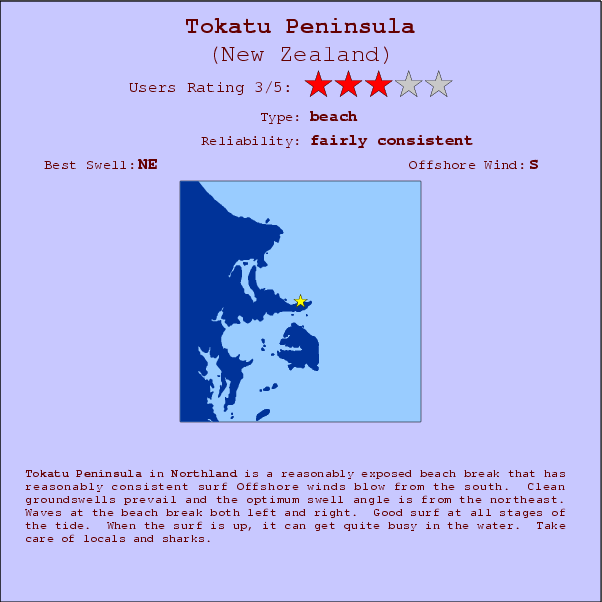 Tokatu Peninsula surf location map and break info