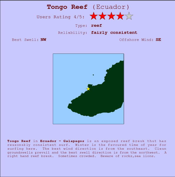 Tongo Reef break location map and break info