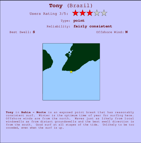 Tony break location map and break info