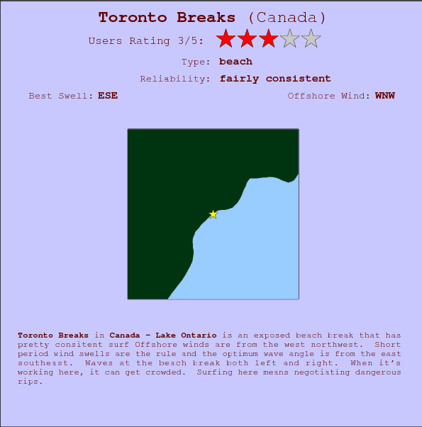 Toronto Breaks surf location map and break info