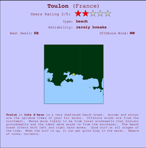 Toulon break location map and break info