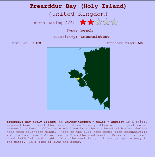 Trearddur Bay(Holy Island) surf location map and break info