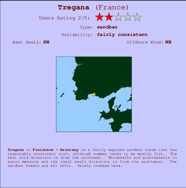 Tregana break location map and break info