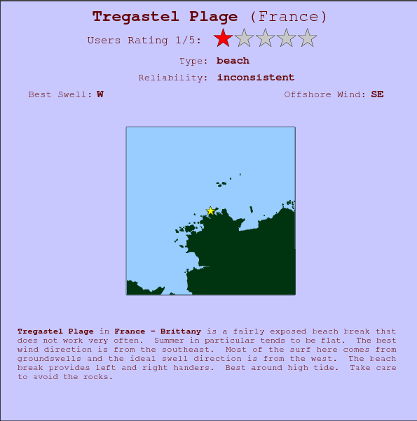 Tregastel Plage break location map and break info