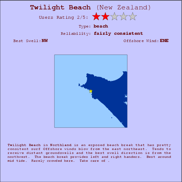 Twilight Beach break location map and break info