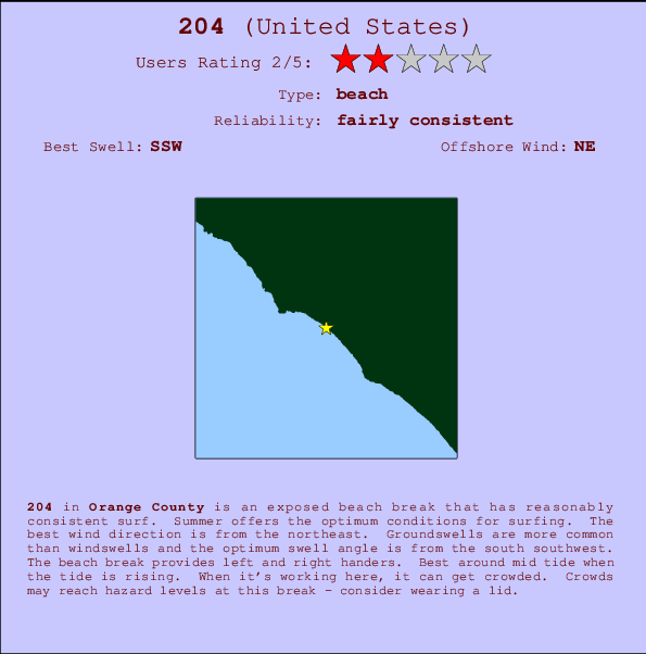 204 surf location map and break info