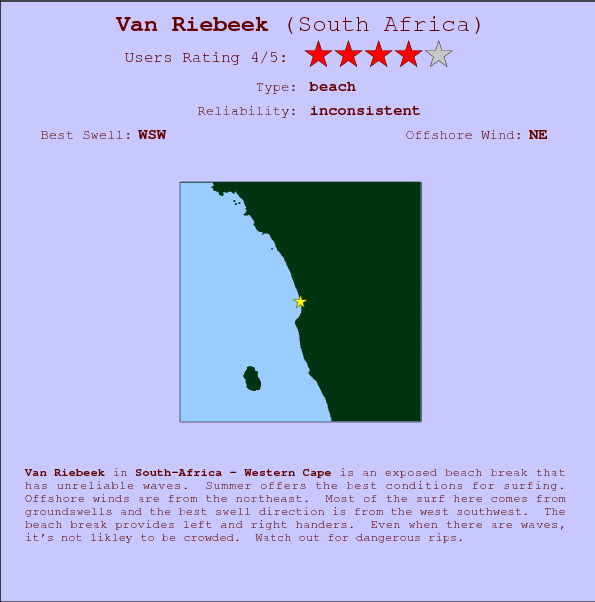 Van Riebeek break location map and break info