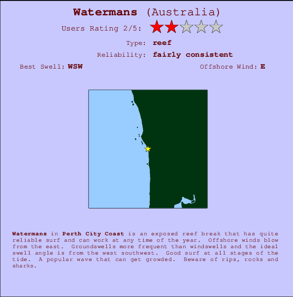 Watermans break location map and break info