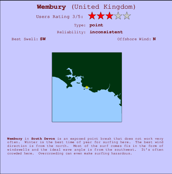 Wembury surf location map and break info
