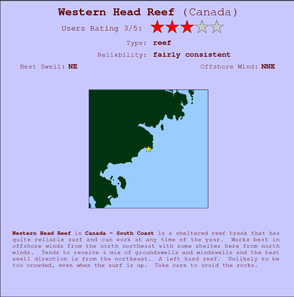Western Head Reef surf location map and break info