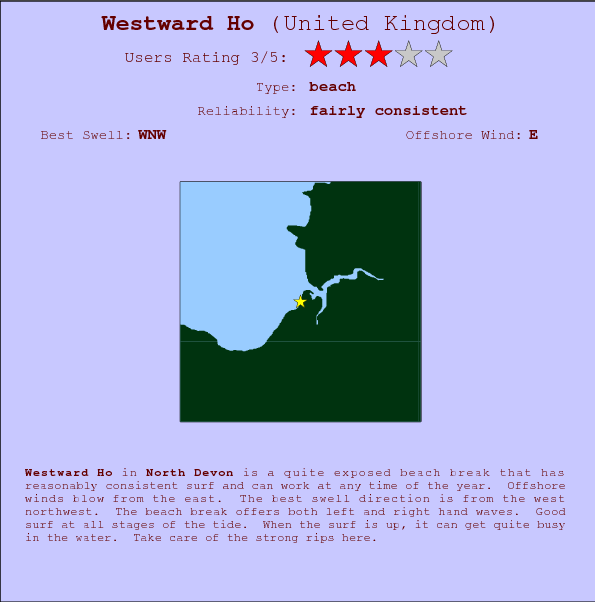 Westward Ho break location map and break info