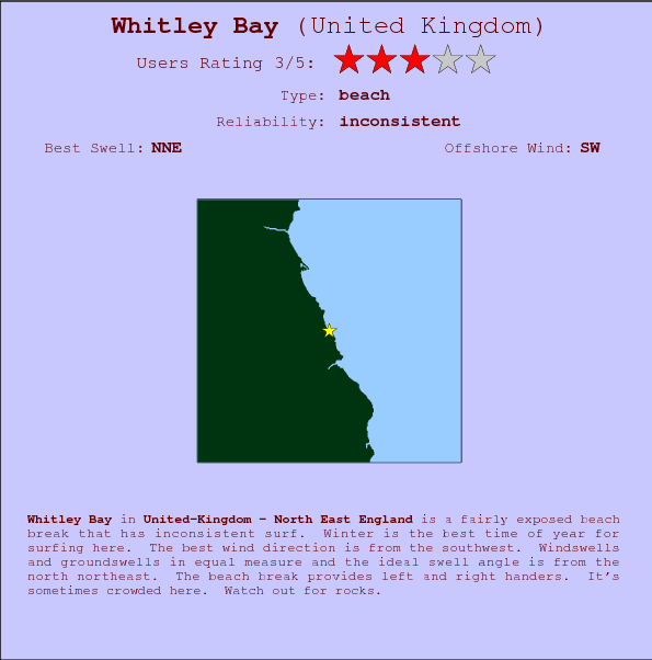 Whitley Bay surf location map and break info
