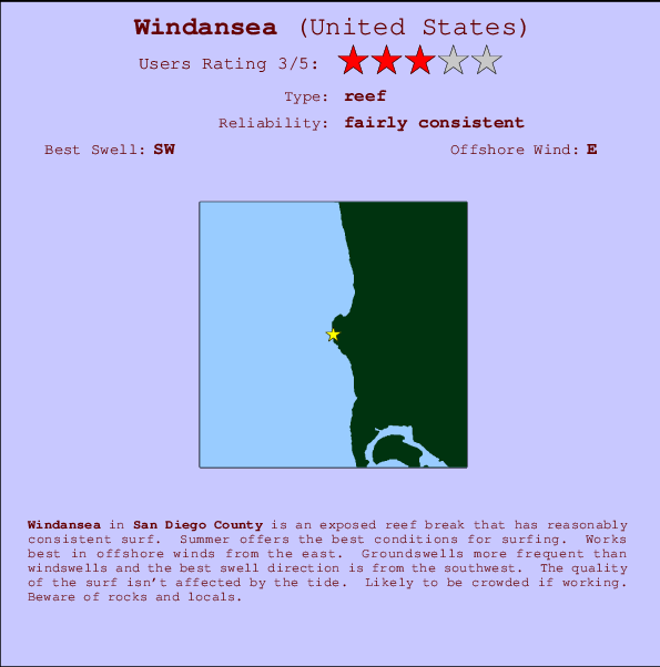 Windansea break location map and break info