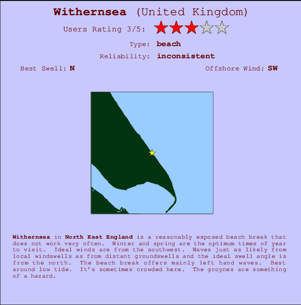 Withernsea surf location map and break info