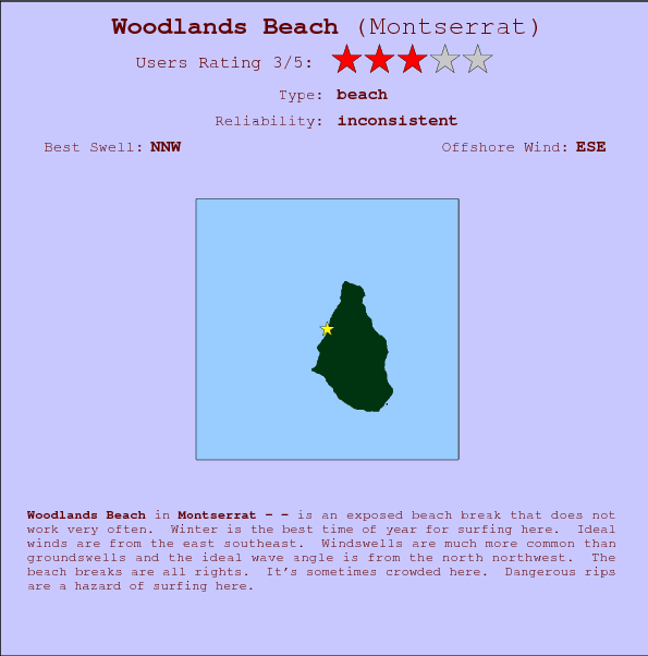 Woodlands Beach break location map and break info