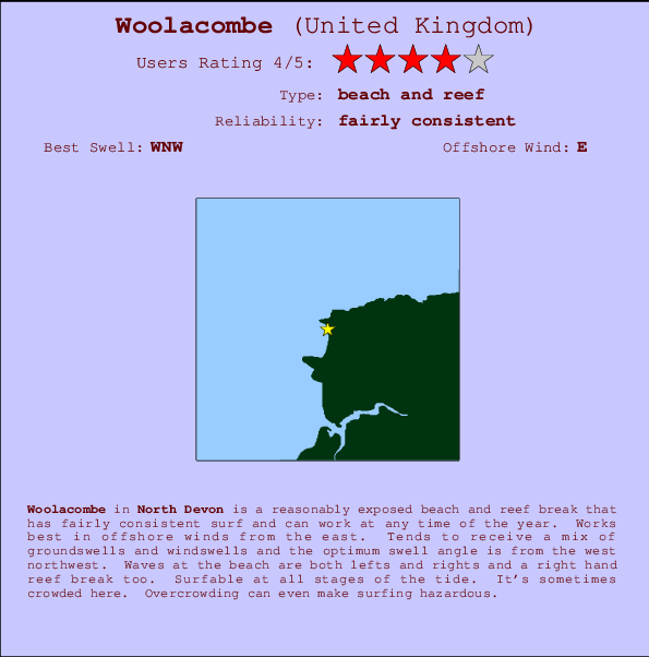 Woolacombe surf location map and break info