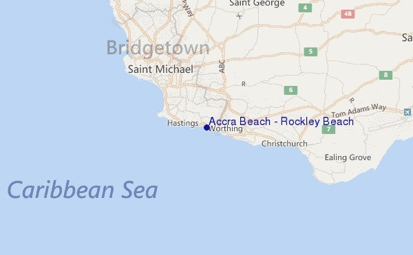 Accra Beach - Rockley Beach location map