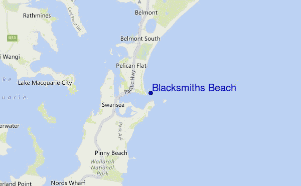 Blacksmiths Beach location map