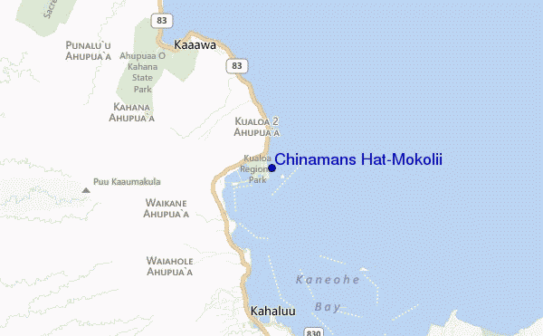 Chinamans Hat/Mokolii location map