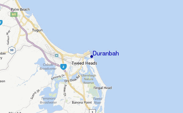Duranbah location map