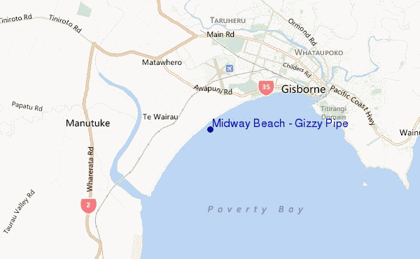 Midway Beach - Gizzy Pipe location map