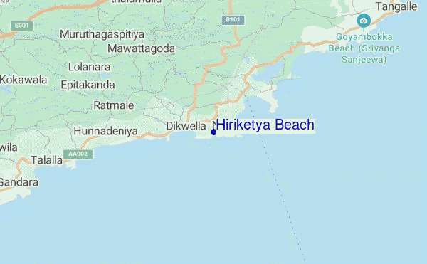 Hiriketya Beach location map