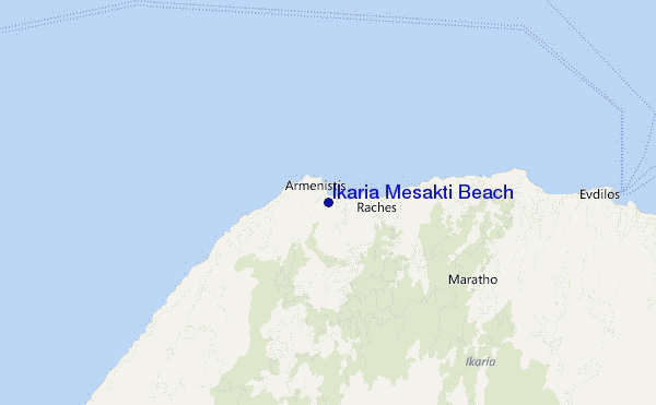 Ikaria Mesakti Beach location map