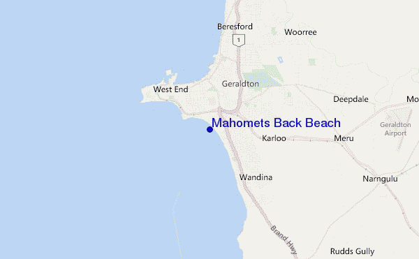 Mahomets Back Beach location map