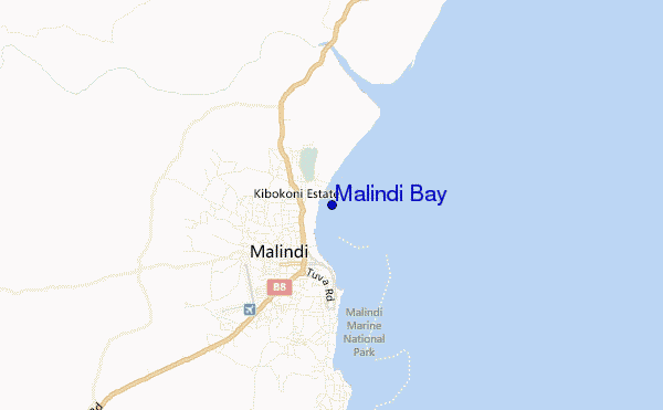 Malindi Bay location map