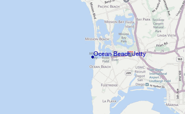 Ocean Beach Jetty location map
