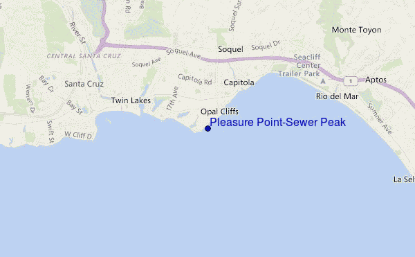 Pleasure Point-Sewer Peak location map