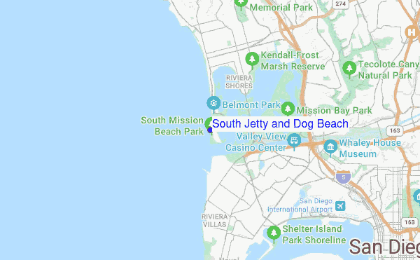 South Jetty and Dog Beach location map