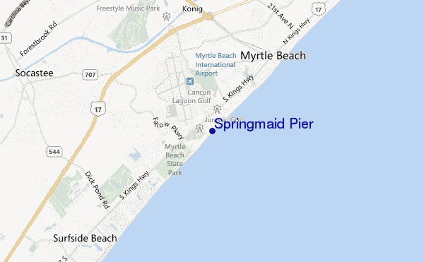 Springmaid Pier location map