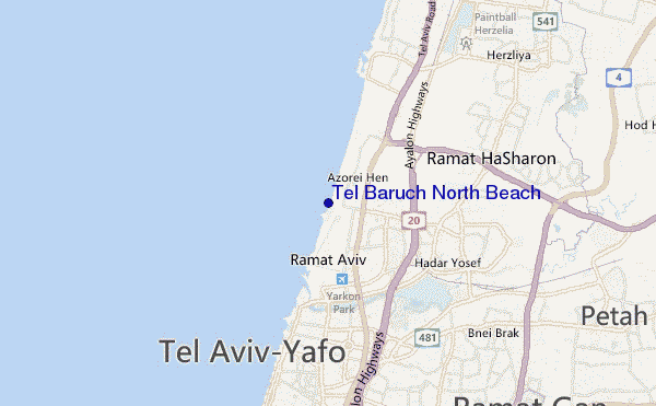 Tel Baruch North Beach location map