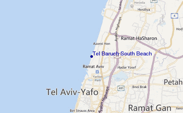 Tel Baruch South Beach location map