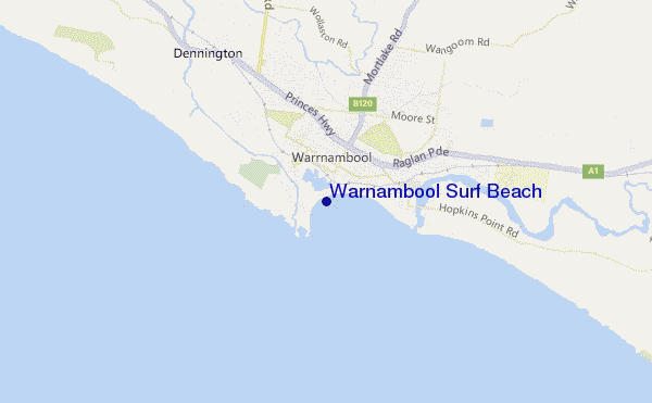 Warnambool Surf Beach location map
