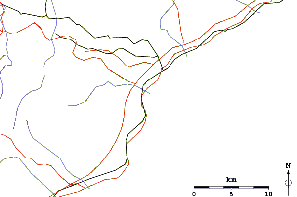 Roads and rivers around Acque-Calde (Savona)