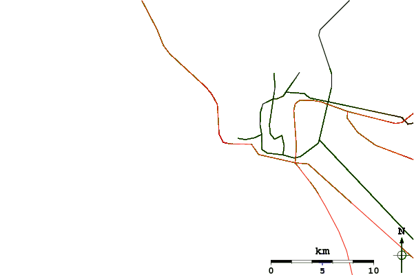 Roads and rivers around Aktau or Aqtau