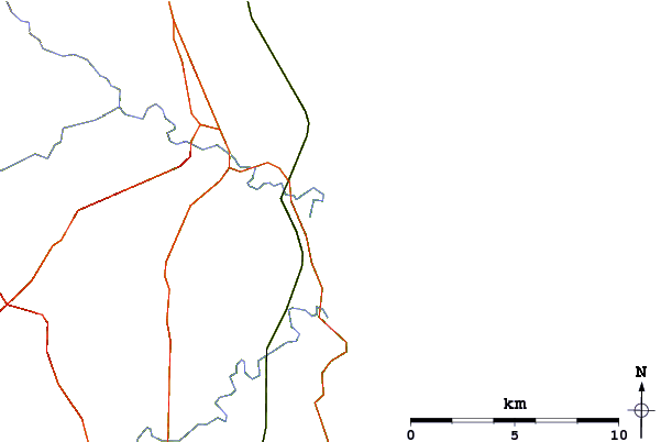 Roads and rivers around Aln Estuary
