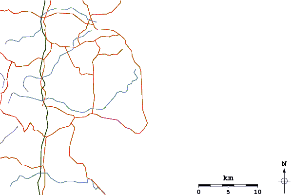 Roads and rivers around Ann Street Peaks