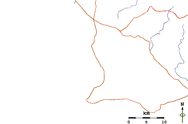 Roads and rivers around Bahia de las Aguilas