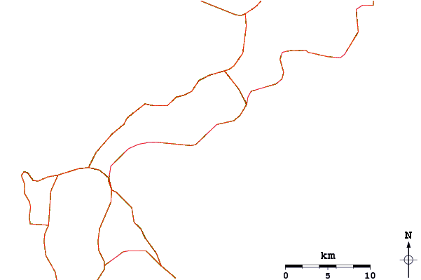 Roads and rivers around Balls Bowls
