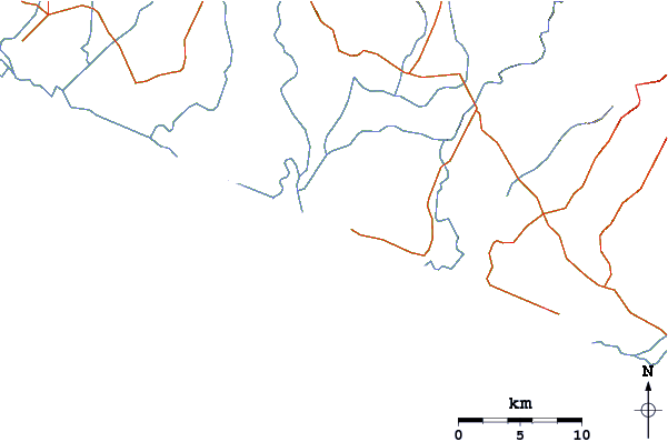 Roads and rivers around Barre de la Gabina