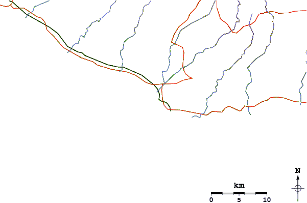 Roads and rivers around Baya Reef