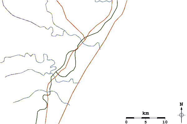 Roads and rivers around Bog Bay