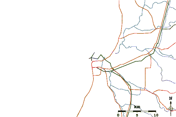 Roads and rivers around Bunbury Bay