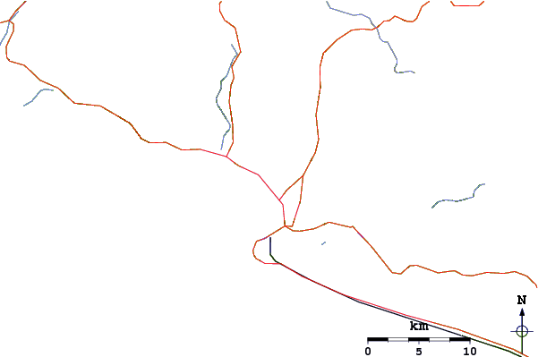 Roads and rivers around Campos at Manzanillo