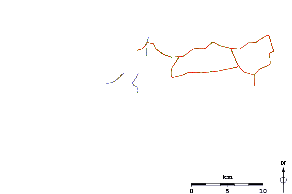 Roads and rivers around Cavoli (Elba)